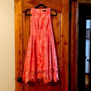 WHBM full lace floral melon coral dress